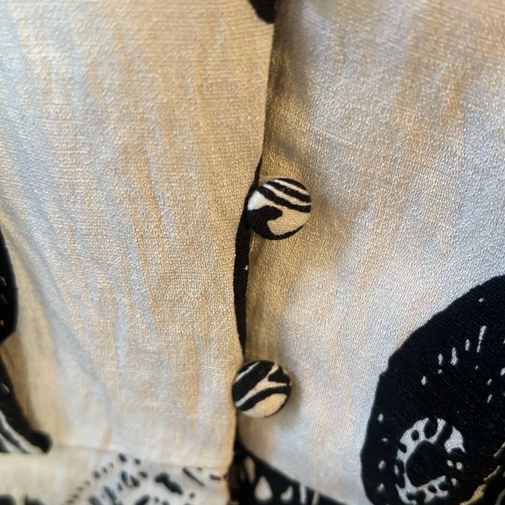 Late summer Black and cream retro look blouse L - Picture 3 of 4